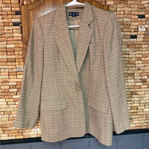 Lands' End Jackets & Blazers - Vintage 90’s Lands End Wool plaid oversized blazer size 6